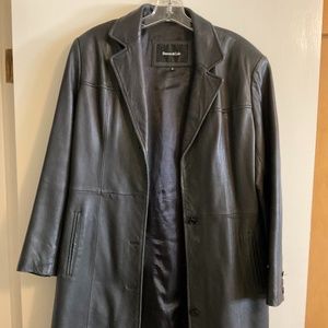 Dunn and Cole Knee length black Leather Jacket